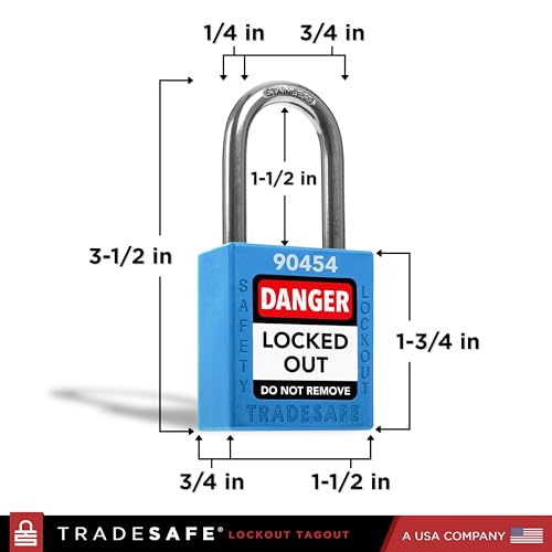 Cadenas de sécurité TRADESAFE lot de 10 bleus à clés différentes pour consignation industrielle