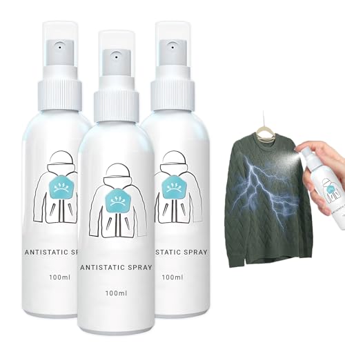 3 Flaschen Antistatik Spray Kleidung, Multifunktional Antistatik Spray, Lang Anhaltende Antistatische Eigenschaften, Glättet Falten, für Kleidung, Textilien, Möbel und Automobile
