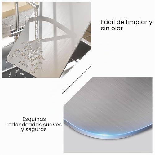 Tablas de cortar de titanio y acero inoxidable, juego de 3 piezas para carne y verduras 6