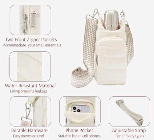 Original Crossbody Water Bottle Holder Bag with Strap.Stylish Puffer Bag.Pockets for Phone & Accessories.BEST GIFT3