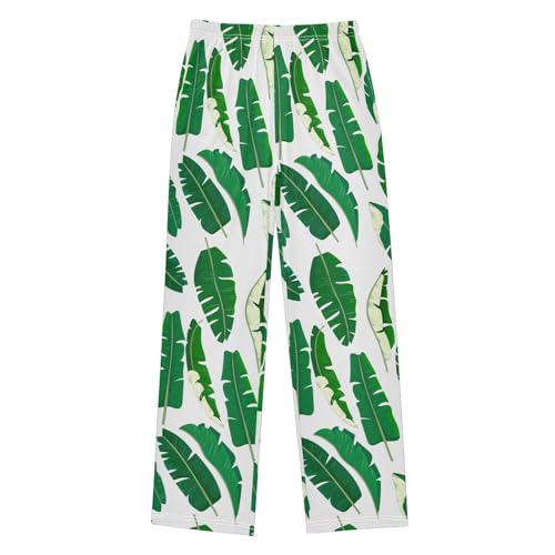 ZZXXB Banana Leaves Boys Long Pants Soft Trousers Elastic Waist Kids Lounge Bottoms with Pockets S-XL