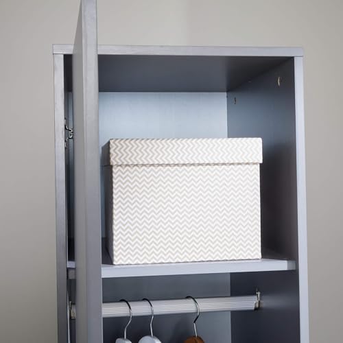 Home Source Phoenix Wardrobe with 1 Door | 180cm Tall Grey| Hanging Rail & Storage Shelf | Contemporary Bedroom Furniture | 40D x 48W x 180H cm - Image 6
