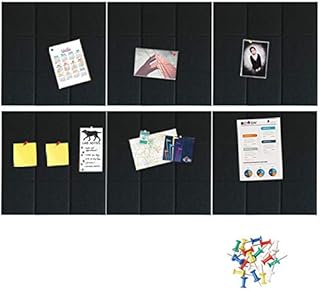HyFanStr Large Felt Pin Board 30x30cm Wall Bulletin Board, Square Memo Board Notice Board with 30 Push Pins, Decorative Pinboard for Office Bedrooms Pack of 6