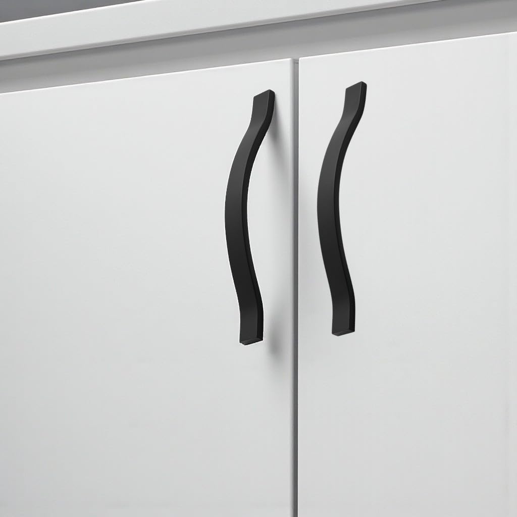 Sümbül Kulp 256 mm Siyah Metal Mobilya Kulpu Modern Mutfak Dolabı Çekmece Kolu Dolap Kapak Kulpları