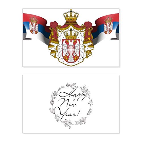 Tarjeta conmemorativa de Año Nuevo serbia con emblema nacional y emotivo mensaje de bendición