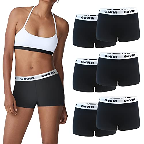 GOVIA Damen Boxershorts Unterwäsche Hipster aus Baumwolle 6er Pack 3921 schwarz L Cover