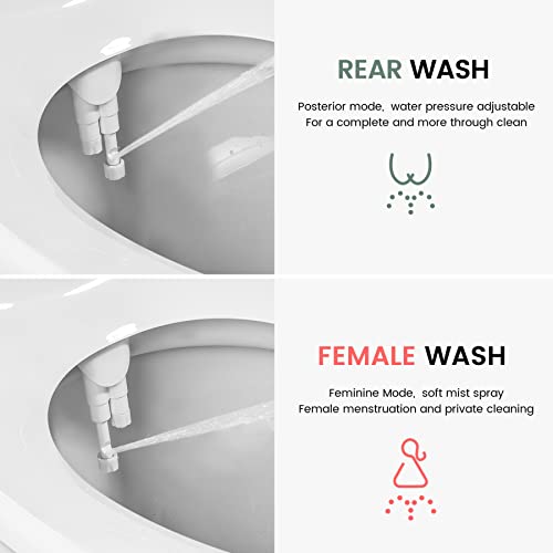 Vantency Ultra-Slim Bidet Attachment for Toilet UK,Left Hand Knob,Non-Electric Cold Water Bidet Toilet with Dual Nozzle,Adjustable Water Pressure,Rear/Feminine Wash - Image 2