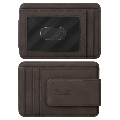 Zitahli Wallet Men-Magnetic Money Clip-Slim and Minimalist Card Case-ID Window Front Pocket Wallet Gift Boxing