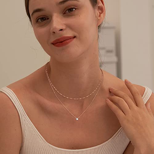 Image of Tewiky Dainty 14k Gold Plated /Silver Cubic Zirconia Necklaces for Women, Simple CZ Jewelry Necklaces Trendy Gifts