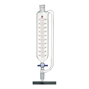 F624250 Synthware Addition Funnel, Pressure Equalizing, PTFE Stopcock, 250 ml, Top Joint 24/40 Outer, Bottom Joint 24/240 Inner, Stopcock Bore 2mm