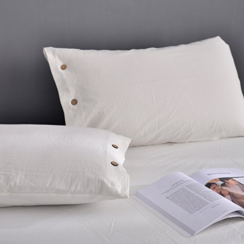 Doffapd Duvet Cover Queen, Washed Cotton Duvet Cover Set - 3 Piece (Queen, Off-White) #TOP5