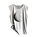 SOIUTAO Top estivo, da donna, estivo, con stampa lunare, senza maniche, con tunica delicata, casual, da donna, idea regalo, grigio., XL