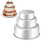 Leonyo Tall Round Cake Pans, 6’’- 8’’- 9½’’ Cake Pan Set for 3, Stainless Steel Round Layer Baking Tier Cake Pans Set, 3-Tiered Cake Tins for Birthday Wedding, Non Toxic & Healthy, Dishwasher Safe