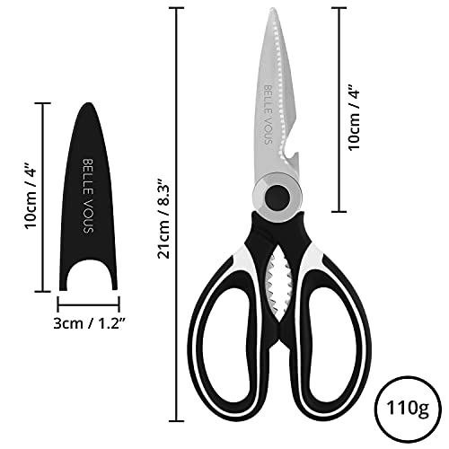 Foto von Belle Vous Hochweritge Küchenschere Set Schere Metall mit Klingen Abdeckung (2 Pack) - 21cm Lang - Küchenschere Edelstahl zum Fleisch Schneiden von Huhn, Fisch, Knochen, Fleisch, Kräutern, Gemüse, BBQ