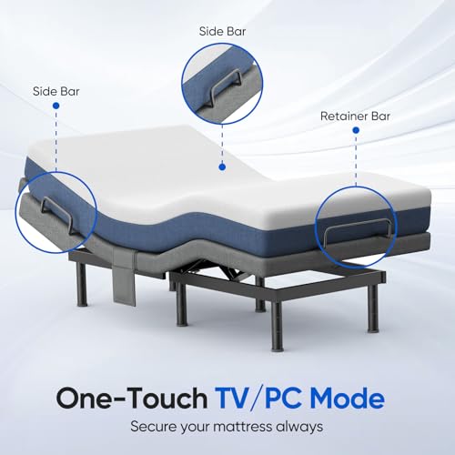 Image of Adjustable Bed Frame Split King with Massage, Electric Bed Base Frame with Adjustable Legs, USB Ports, Wireless Remote, Zero Gravity & Anti-Snore,Split King
