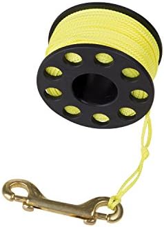 Trident Finger Reel with Brass Clip Wreck Scuba Diving Tech Spool Reel, Medium 100 FT - 100' Reef Finger Reel - Yellow