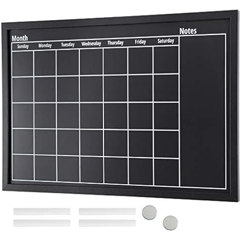 Excello Global Products Framed Calendar Chalkboard: Includes Chalk & Magnets 23.5"x15" - EGP-HD-0002 Cover