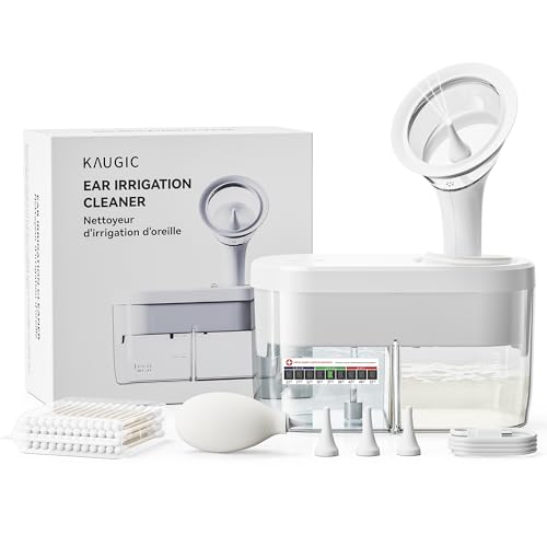 KAUGIC Electric Ear Wax Removal Kit - Water Powered Ear Irrigation System with Sewage Collection, 4 Clean Modes, Safe & Effective, 3 Ear Tips for Adults