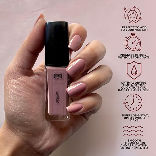 Image of Ellement Co Baesic Nail Polish 10ml | Dusty Rose Nude Shade | Glossy Gel Finish | Rich Pigmentation | Quick Drying | Long Lasting | Chip Resistant | Vegan & Cruelty Free | Nail Lacquer for Women