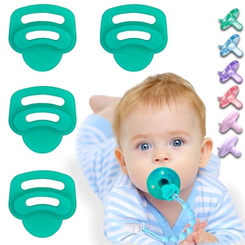 Image of 4 Pack Silicone Pacifier Clip Adapter Ring for Philips Avent Soothie, 100% Food-Grade Silicone Binky Clips Holder Adapter Rings Competible with Soothie, BPA-Free Soft Flexible Safe Durable, Green
