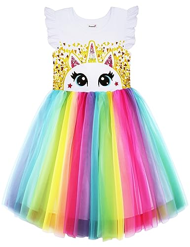 Kids Summer Holiday Rainbow Girls Birthday Unicorn Princesses Dresses4