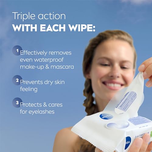 NIVEA 3in1 Refreshing Cleansing Wipes Normal Skin and Combination Skin (25 Wipes), Plant-Based Makeup Remover Face Wipes, Gentle Yet Effective Makeup Removal - Image 3