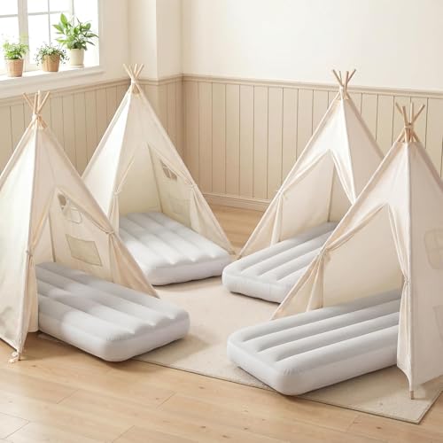 Wilwolfer 4 Pack Kids Teepee Tent with Inflatable...