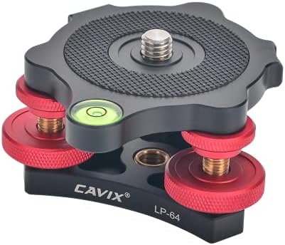CAVIX Camera Leveler Tripod Leveling Base Tri-Wheel Head for Macro Photography Aluminum w Bubble Level 3 Axis Level with +/-5 Degree Precision Adjustment for DSLR Camera Rotator Panoramic Head LP-64