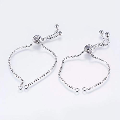 DanLingJewelry 10pcs 304 Stainless Steel Adjustable Slider Bracelet Slider Extender Chains Friendship Bracelets for Jewelry Making DIY 8 Inches(210mm) P