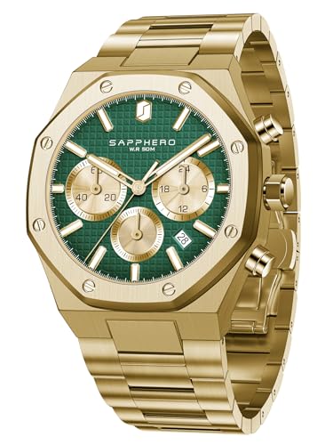 SAPPHERO Herren Uhren Luxus 50M Wasserdicht Armbanduhr für Männer Geschäftlich Datum Sport Zeit Mode Stahlband Uhr Geschenk für Männer
