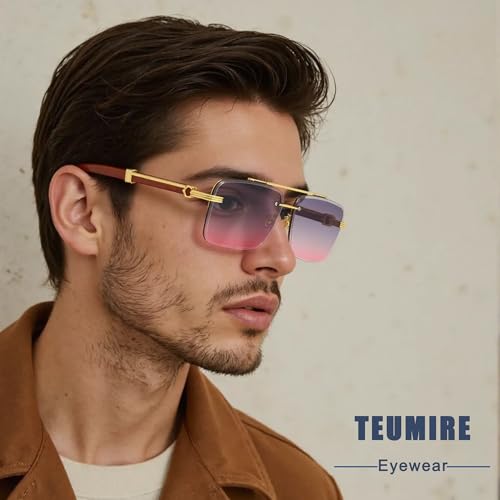 Image of Fashion Rimless Rectangle Sunglasses Mens Womens Frameless Square Sun Glasses UV 400