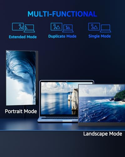 Image of Yodoit 4K Portable Monitor, 16 inch 3840x2400 UHD IPS Travel Screen 1200nit Sunlight-Readable with 145% sRGB, 2000:1 Contrast for Photo Editing Outdoor Work Compatible with Laptop PC Mac PS5 Black
