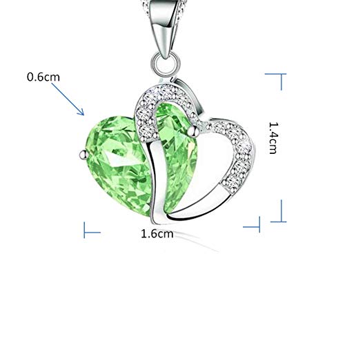 CAIfnv Colares pendentes do coração do amor para mulheres cristais de joias de pedra de nascimento p