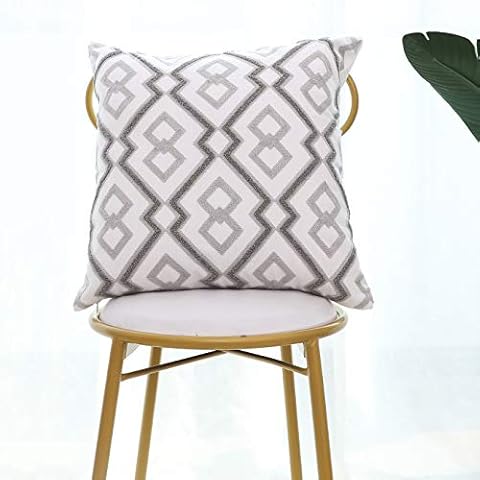 SIPEIEN Embroidery Tufted Boho Throw Pillow Covers Square Cushion Covers Soft Decorative Throw Pillowcase for Sofa Couch Bedroom Car Living Room 45cmx45cm Cover