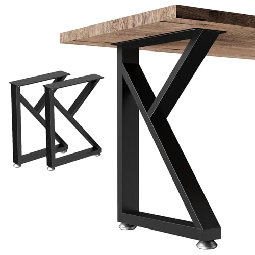 OUTBROS 2 Pieds de Table en métal Noir, Structure de Table pour l'extérieur Pieds de Meubles DIY Jusqu'à 300 kg pour Table Basse, L30 x H41.5 cm, K Forme