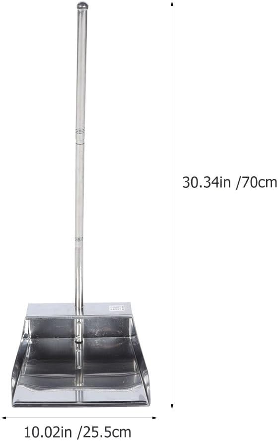 Garneck 2pcs Large Trash Shovel Stainless Steel Saucepan Pan with Handle Broom and Dustpan Household Cleaning Yard Garden Dustpan Metal Litter Scooper Dustpans Combination Long Handle Baby