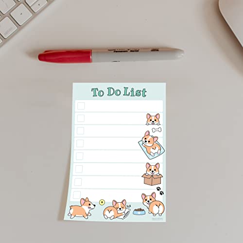 Image of Cute Welsh Corgi Sticky to Do List | Funny Kawaii Corgi Butt Humor Notebook Notepad Note Card | Corgi Lover Gift| 50 Pages 4x6