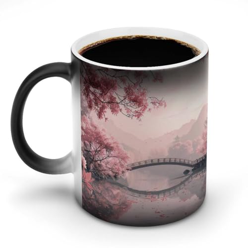 シャクナゲが咲いていますマグカップ 変色カップ 水墨画 美しい自然の風景 コーヒーカップ 高級 おしゃれ 人気 誕生日プレゼント ギフト 贈り物 彼女 妻 友人 家族 愛する人への素敵なプレゼント バレンタインデー 結婚記念日 プレゼント 350ml