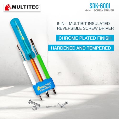 Image of MULTITEC Insulated Screwdriver Kits | Electrician Tool Set with Multibit Drivers & Carry Box | Heavy-Duty Electrical Maintenance Toolkit (SDK-600i)