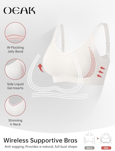 Image of OEAK Women Jelly Bra Wireless Anti Sagging Full Coverage Bras