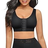 FeelinGirl Post Surgery Bra Compression Bra for Women Everyday Bras Posture Corrector Shapewear Top Black L