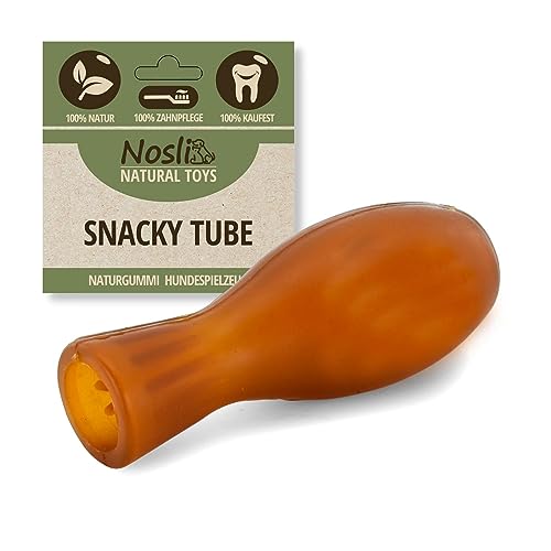 Nosli Natural Toys Snacky Tube für Hunde • Wobbler Snackball Hund • Hundespielzeug Intelligenz • Ohne Farbstoffe • 100% Naturkautschuk • Futterspielzeug & Intelligenzspielzeug
