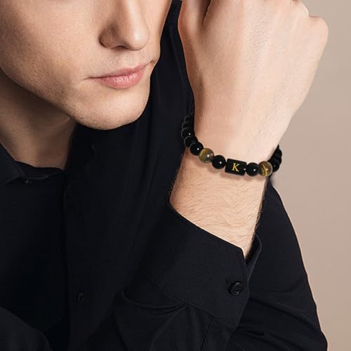 Pulsera para hombre con letras y piedras naturales miniatura 6