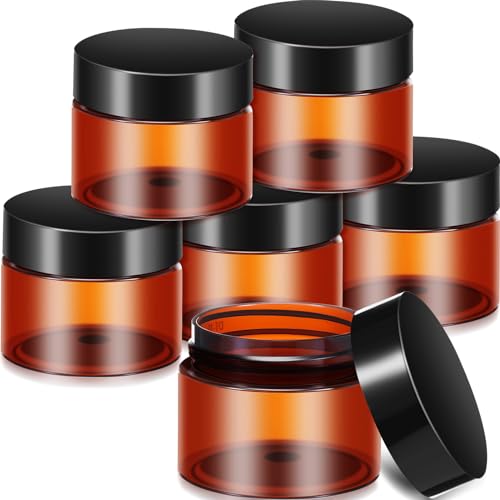 6 Pack 8 oz Plastic Pot Jars Round Clear Leak Proof Plastic Cosmetic Container Jars with White Lids for Travel Storage Make Up, Eye Shadow, Nails, Powder, Paint, Jewelry(8 oz) by SATINIOR - Used condition - US$11.89