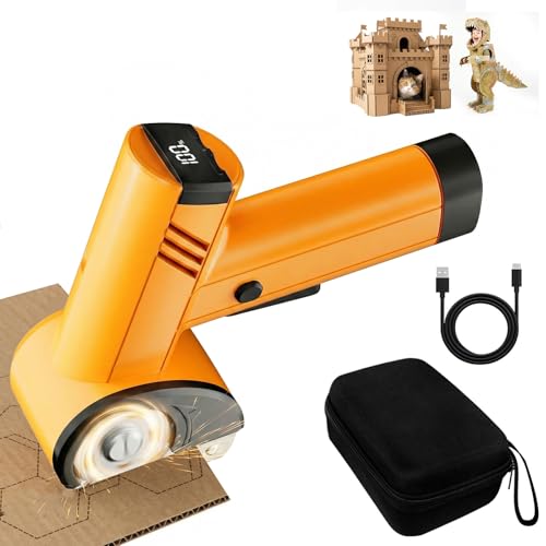 Image of Rechargeable Electric Scissors, Automatic Fabric, Craft & Carpet Cutter | Steel blade cordless scissors with dual-trigger safety lock provide smooth cuts for family DIY crafting and fabric projects.