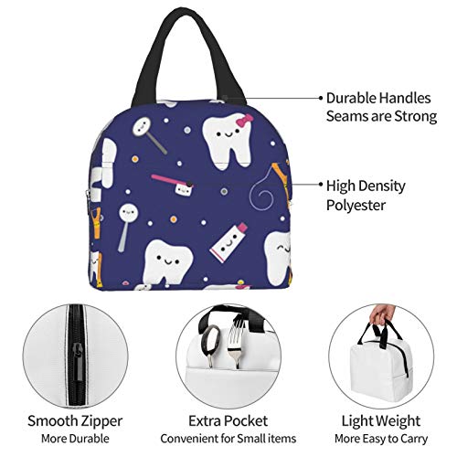 Antoipyns Dental Fabric Happy Teeth & Friends Insulated Lunch Bag thumb #2