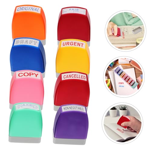 Tampons de texte pour bureau avec empreinte nette lot de 8