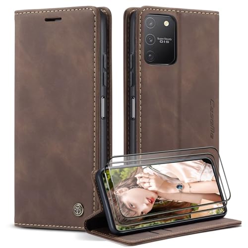 Étui portefeuille Samsung S10 Lite en cuir café pour voyager léger et protégé