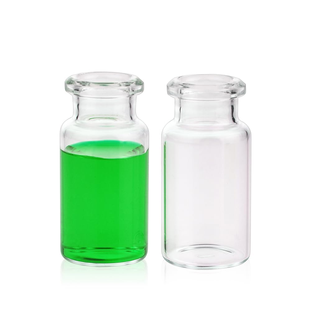 100 Stück 10 mL Headspace Vial, Borosilikatglas-Headspace-Fläschchen mit klarem Boden, 20 mm Crimpverschluss, abgeschrägte Kanten für GC-Headspace-Analyse