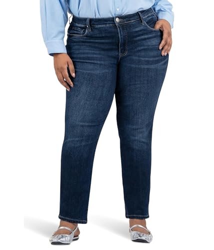 KUT from the Kloth Womens Plus Reese High-Rise Fab Ab Ankle Straight Regular Hem in Gifted